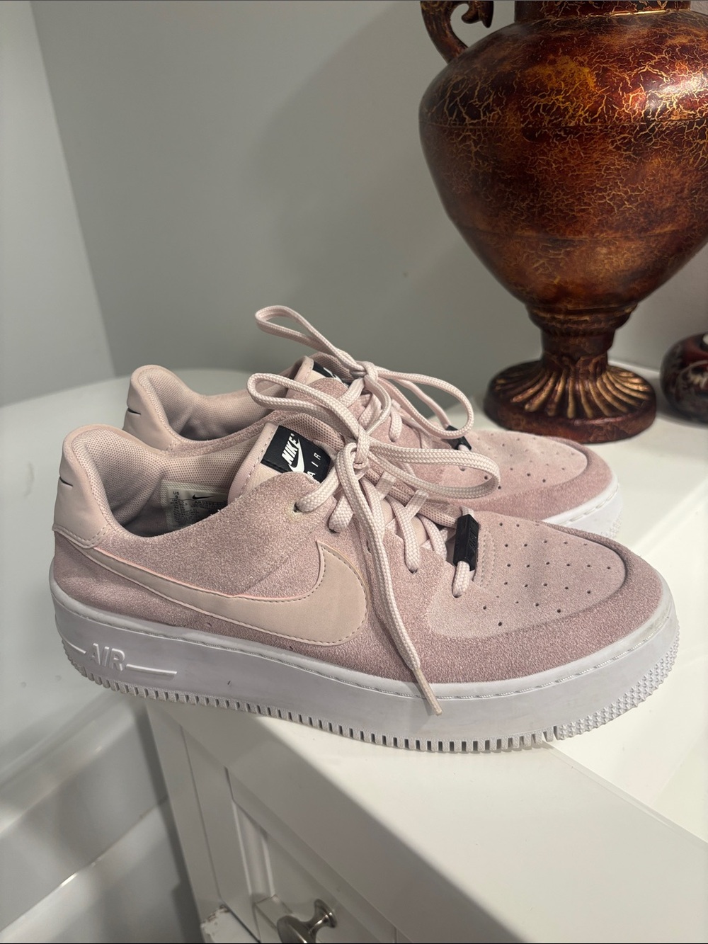 Nike Air Force 1 Low Suede Sneakers - Pale Pink - Picture 2 of 13
